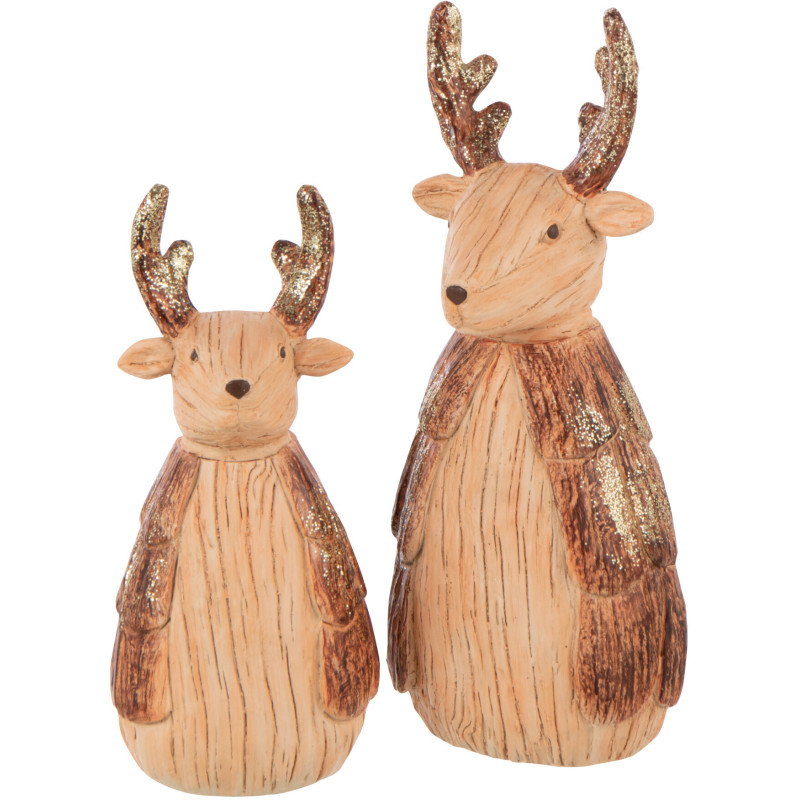 Grande Statuette déco Noël Renne Hauteur 26 cm en Résine Marron camel Fjordis - 3