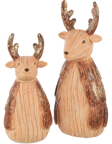 Grande Statuette déco Noël Renne Hauteur 26 cm en Résine Marron camel Fjordis - 3