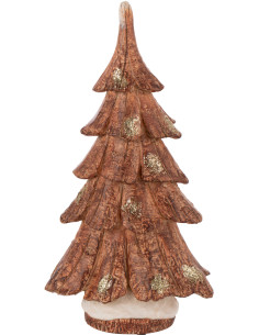 Statue déco de Noël Arbre Hauteur 37 cm en Résine Marron Imitation bois Ecorcy - 1