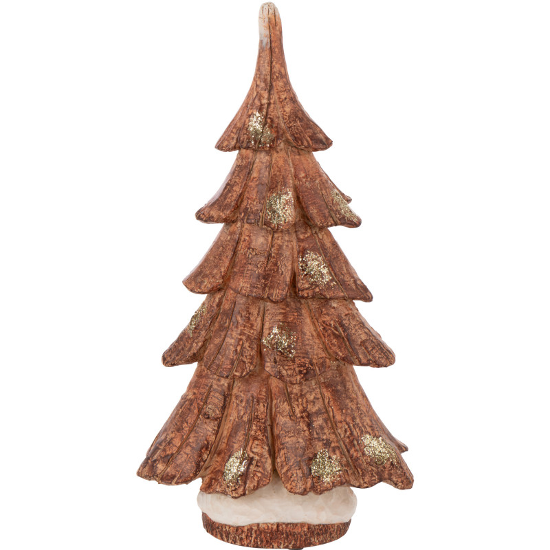 Statue déco de Noël Arbre Hauteur 37 cm en Résine Marron Imitation bois Ecorcy - 1