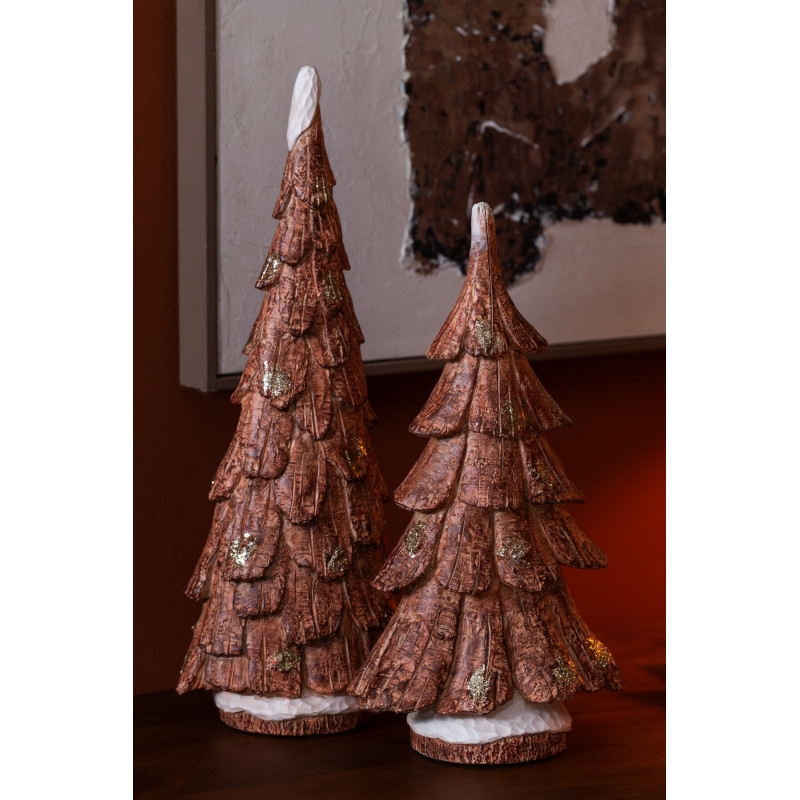 Statue déco de Noël Arbre Hauteur 37 cm en Résine Marron Imitation bois Ecorcy - 2