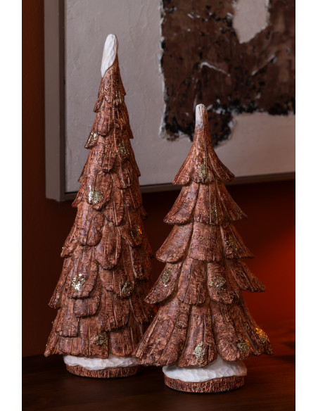 Statue déco de Noël Arbre Hauteur 37 cm en Résine Marron Imitation bois Ecorcy - 2