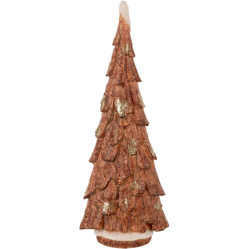 Statue déco de Noël Arbre Hauteur 46 cm en Résine Marron Imitation bois Ecorcy - 1