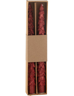 Bougies originales Arbres 3 heures Hauteur 26 cm en Paraffine Rouge Treelignt (Lot de 2) - 1