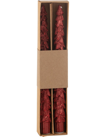 Bougies originales Arbres 3 heures Hauteur 26 cm en Paraffine Rouge Treelignt (Lot de 2) - 1