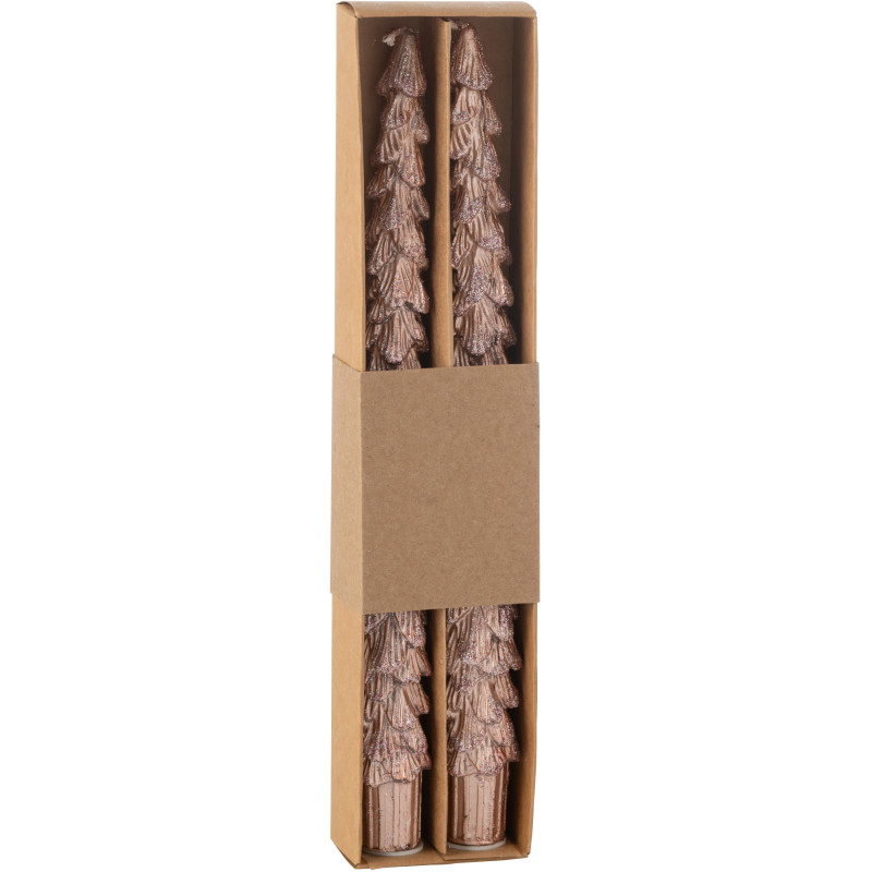 Bougies originales Arbres 3 heures Hauteur 26 cm en Paraffine Vieux rose Treelignt (Lot de 2) - 1