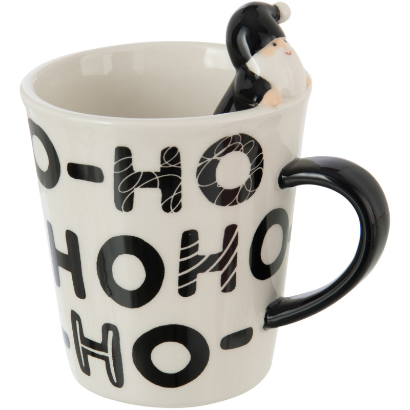 Mug original Père Noël HoHoHo en Dolomite Blanc Noir Noelya - 1
