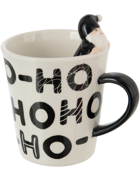 Mug original Père Noël HoHoHo en Dolomite Blanc Noir Noelya - 1