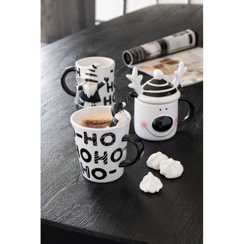 Mug original Père Noël HoHoHo en Dolomite Blanc Noir Noelya - 2