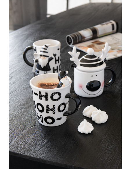 Mug original Père Noël HoHoHo en Dolomite Blanc Noir Noelya - 2