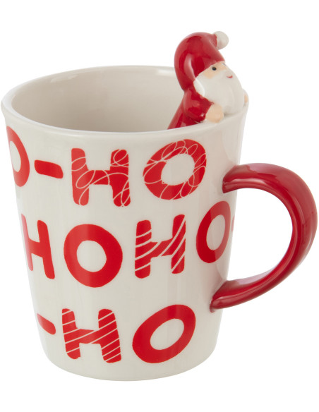 Mug original Père Noël HoHoHo en Dolomite Rouge Noir Noelya - 1