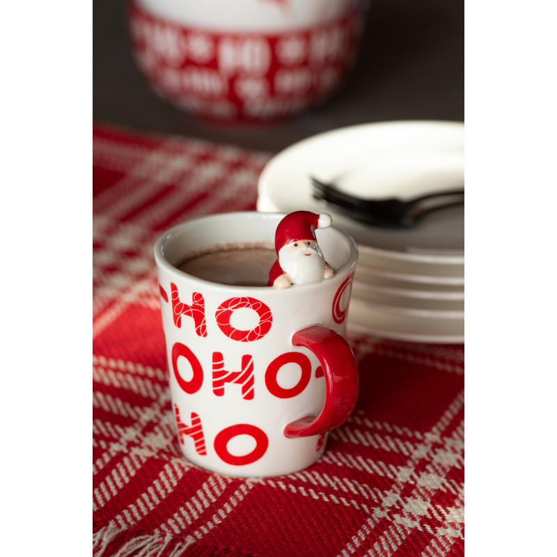 Mug original Père Noël HoHoHo en Dolomite Rouge Noir Noelya - 2
