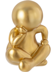 Statue originale design Bonhomme Penseur Hauteur 35 cm en Résine Doré Marcel - 1