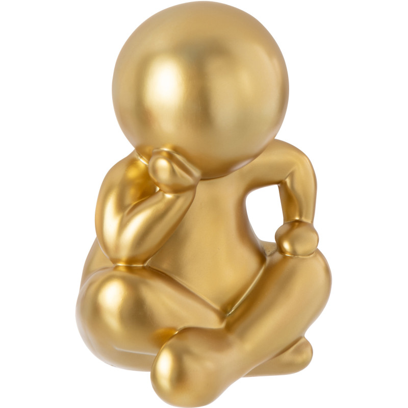 Statue originale design Bonhomme Penseur Hauteur 35 cm en Résine Doré Marcel - 1