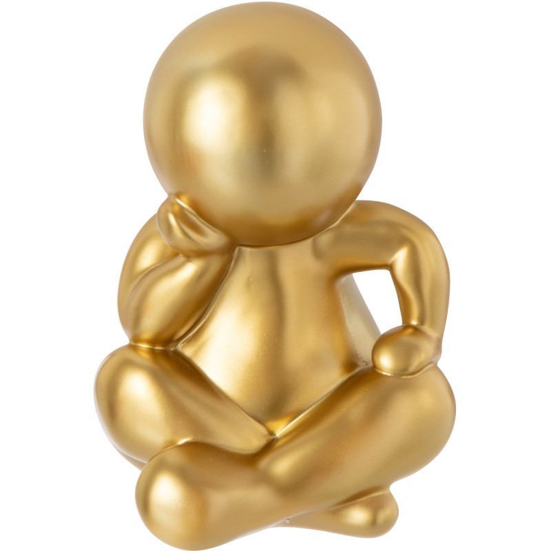 Statue originale design Bonhomme Penseur Hauteur 35 cm en Résine Doré Marcel - 2