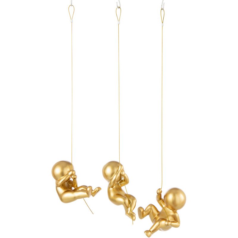 Décoration murale original design Bonhommes en Résine Doré Marcel (Lot de 3) - 1