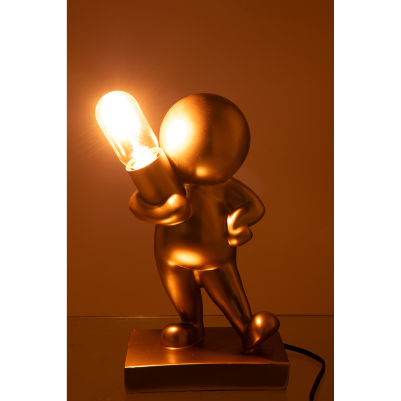Lampe à poser originale design Bonhomme Hauteur 35 cm en Résine Doré Marcel - 4