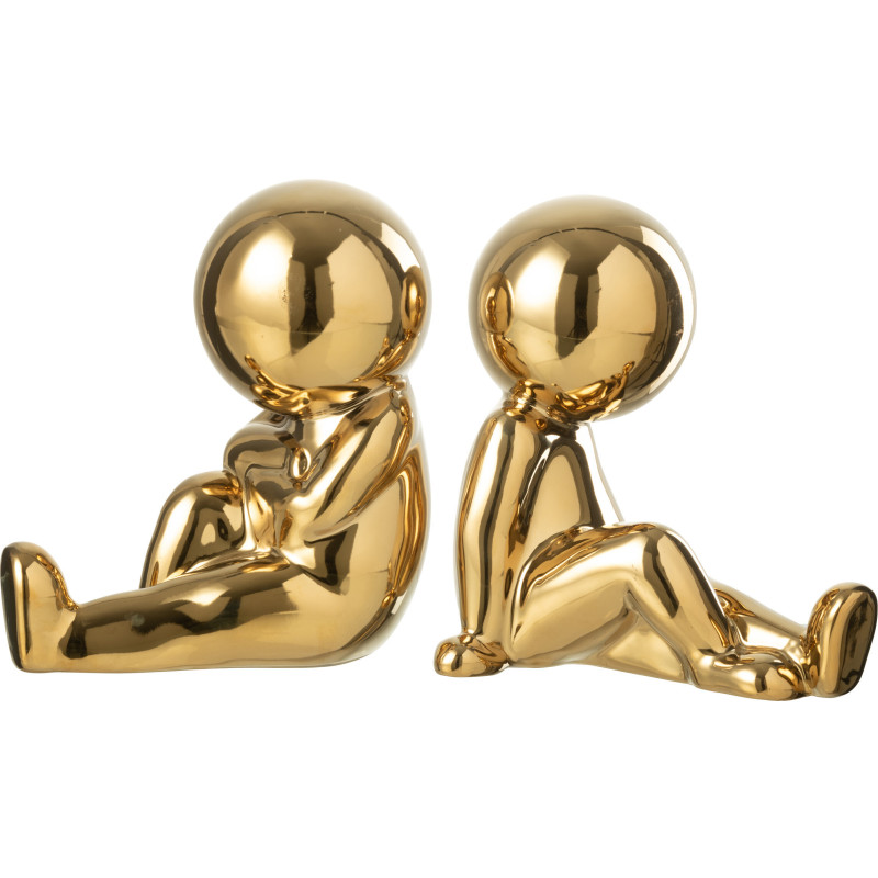 Serre livres original design Bonhommes Hauteur 17 cm en Résine Doré Marcel - 1