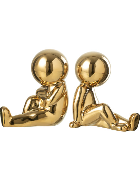 Serre livres original design Bonhommes Hauteur 17 cm en Résine Doré Marcel - 1