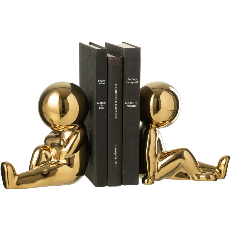 Serre livres original design Bonhommes Hauteur 17 cm en Résine Doré Marcel - 2