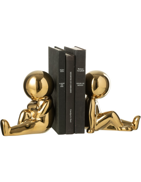 Serre livres original design Bonhommes Hauteur 17 cm en Résine Doré Marcel - 2