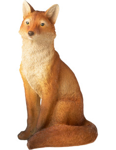 Statue déco Renard assis Hauteur 54 cm en Résine Marron Blanc Rookie - 1