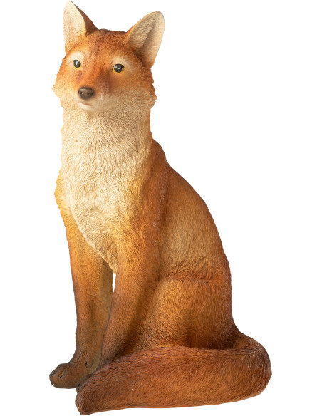 Statue déco Renard assis Hauteur 54 cm en Résine Marron Blanc Rookie - 1