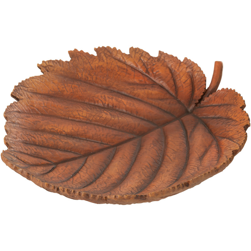 Plateau décoratif Vide poches Feuille 30 cm en Résine Marron Leavol - 1