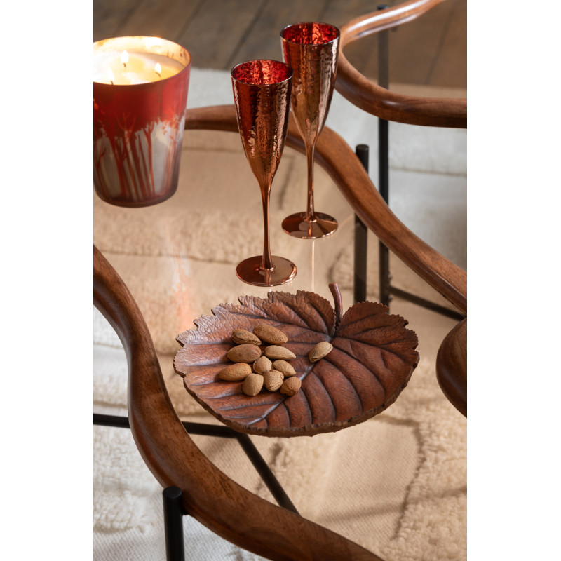 Plateau décoratif Vide poches Feuille 30 cm en Résine Marron Leavol - 2