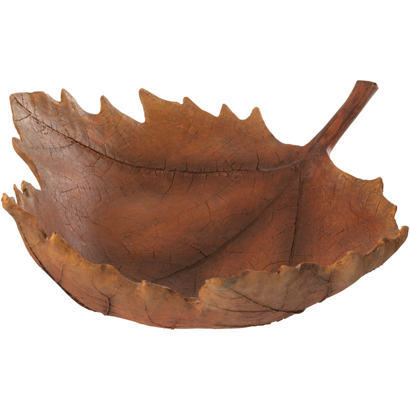 Grand Plateau décoratif Vide poches Feuille 41 cm en Résine Marron Sylvato - 1