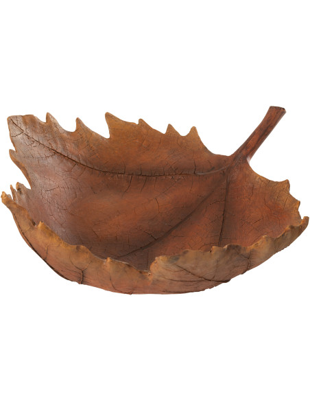 Grand Plateau décoratif Vide poches Feuille 41 cm en Résine Marron Sylvato - 1