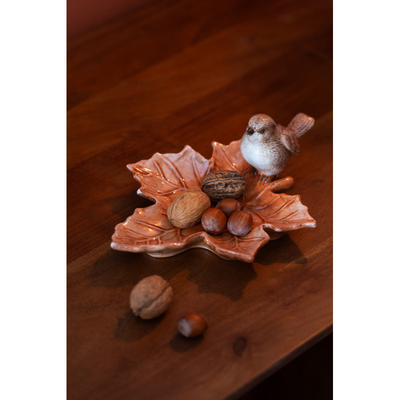 Vide poches déco Oiseaux sur feuilles en Dolomite Marron caramel Avolis (Lot de 2) - 2