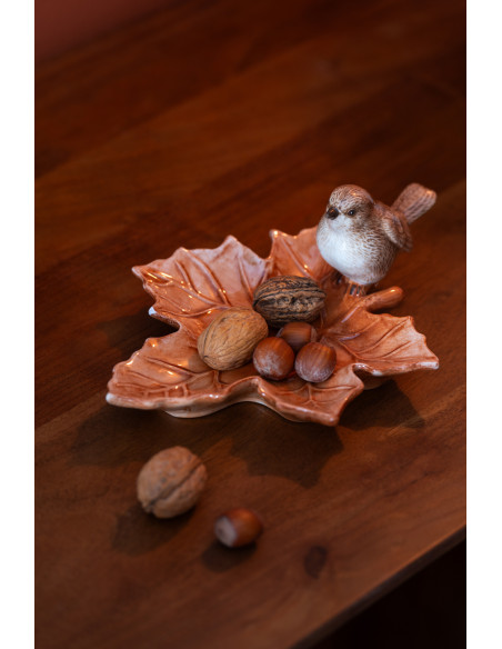 Vide poches déco Oiseaux sur feuilles en Dolomite Marron caramel Avolis (Lot de 2) - 2