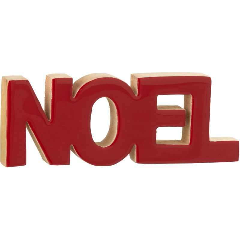 Décoration à poser Noël 22 cm en Bois de manguier Rouge Brillant Naturel Wordus - 1