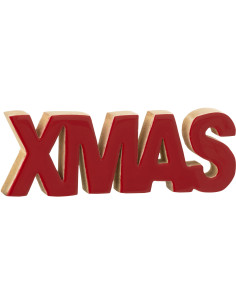 Décoration de Noël à poser Xmas 22 cm en Bois de manguier Rouge Brillant Naturel Wordus - 1