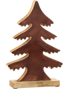 Sapin de Noël décoratif sur socle Hauteur 27 cm en Bois de manguier Marron foncé Naturel Epycora - 1
