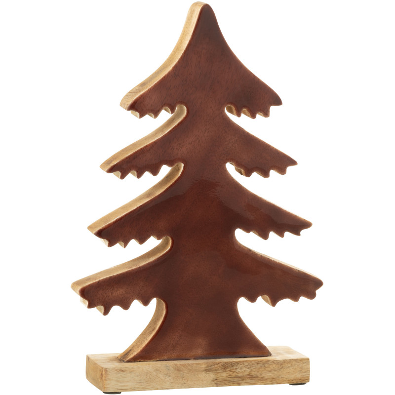 Sapin de Noël décoratif sur socle Hauteur 27 cm en Bois de manguier Marron foncé Naturel Epycora - 1