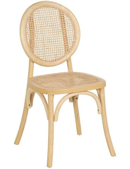 Chaise Bistro en Bois d'orme Naturel Rotin Sheba - 1