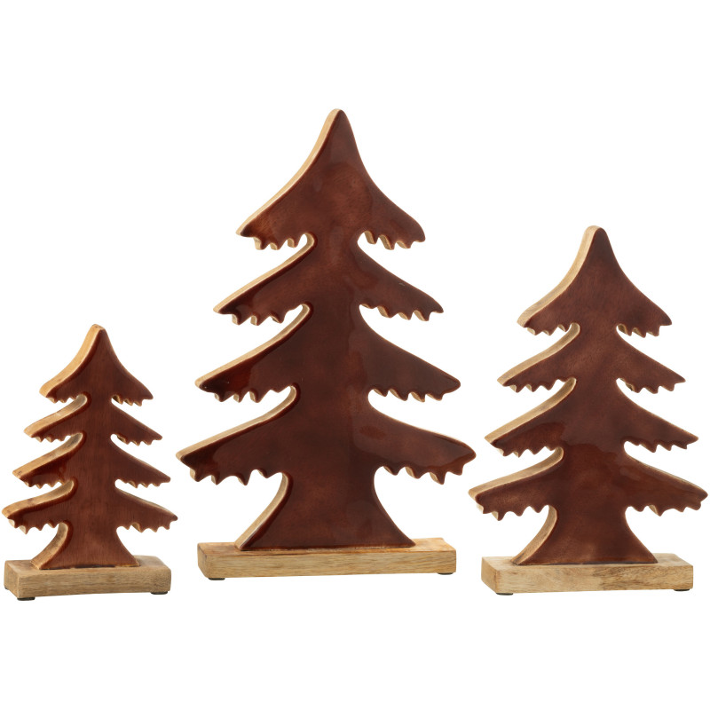 Grand Sapin de Noël décoratif sur socle Hauteur 35 cm en Bois de manguier Marron foncé Naturel Epycora - 2