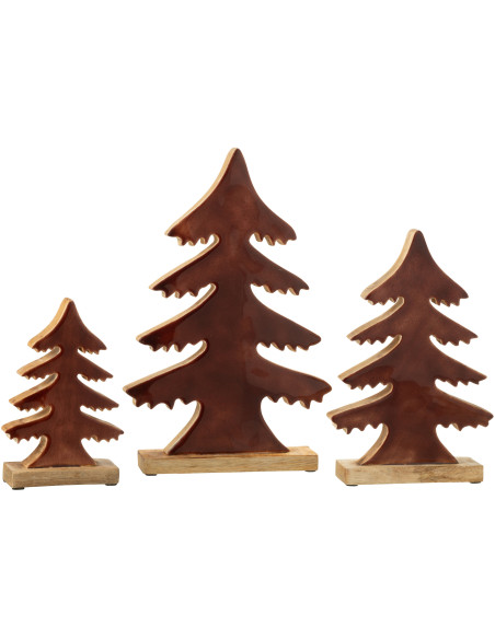 Grand Sapin de Noël décoratif sur socle Hauteur 35 cm en Bois de manguier Marron foncé Naturel Epycora - 2