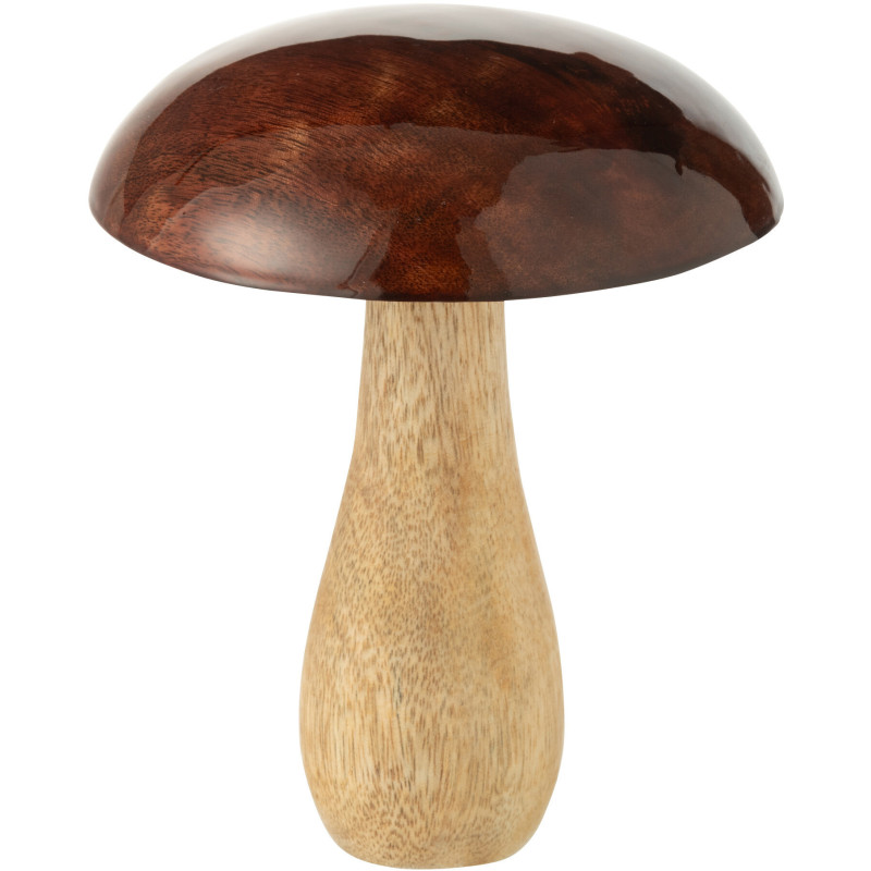 Champignon déco Hauteur 18 cm en Bois de manguier Marron foncé Naturel Chapelys - 1