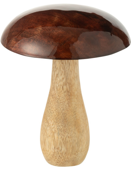 Champignon déco Hauteur 18 cm en Bois de manguier Marron foncé Naturel Chapelys - 1