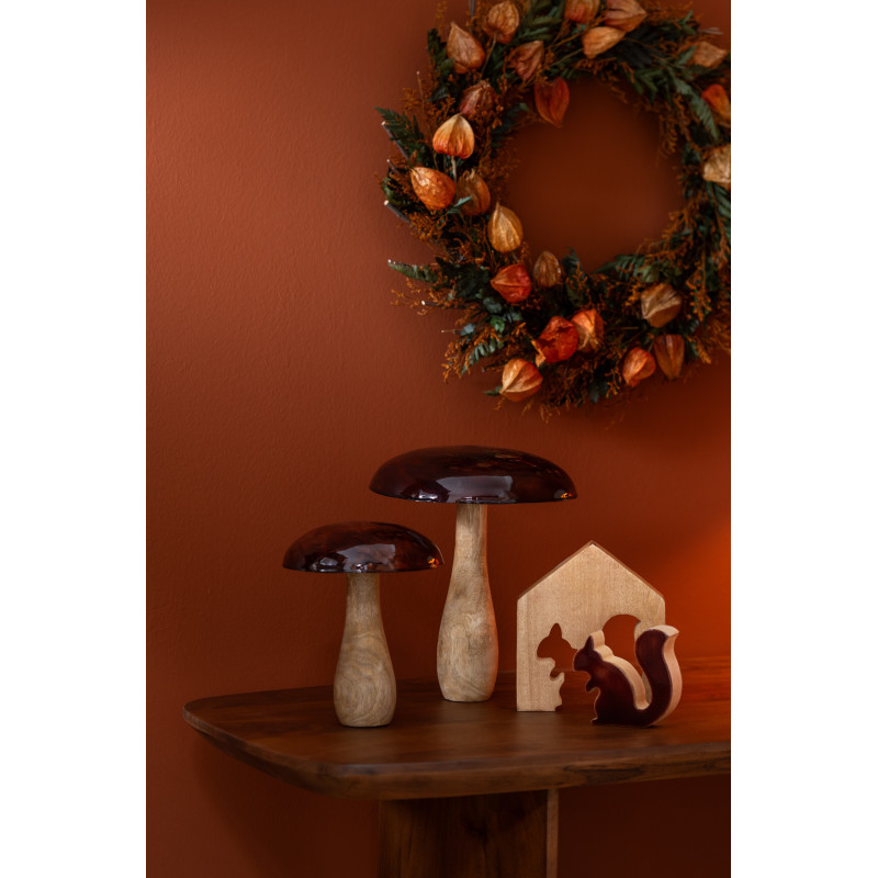 Champignon déco Hauteur 18 cm en Bois de manguier Marron foncé Naturel Chapelys - 2