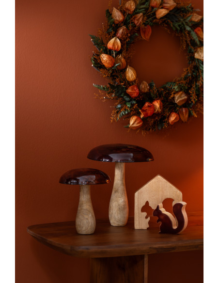 Champignon déco Hauteur 18 cm en Bois de manguier Marron foncé Naturel Chapelys - 2