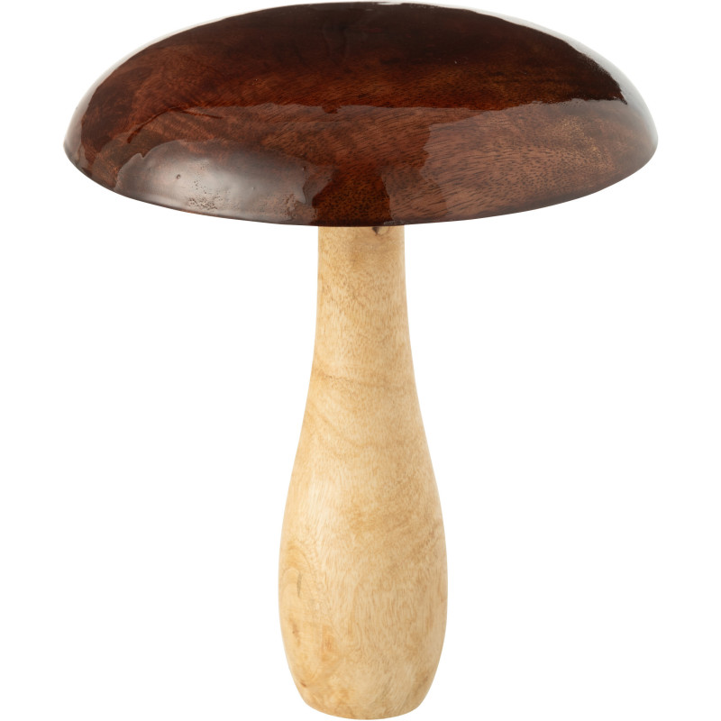 Grand Champignon déco Hauteur 23 cm en Bois de manguier Marron foncé Naturel Chapelys - 1