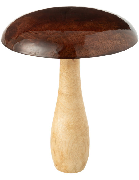 Grand Champignon déco Hauteur 23 cm en Bois de manguier Marron foncé Naturel Chapelys - 1