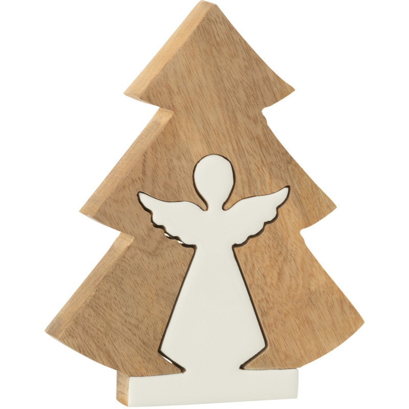 Décoration de Noël Ange Sapin Puzzle Hauteur 20 cm en Bois de manguier Naturel Blanc Puzzle - 1