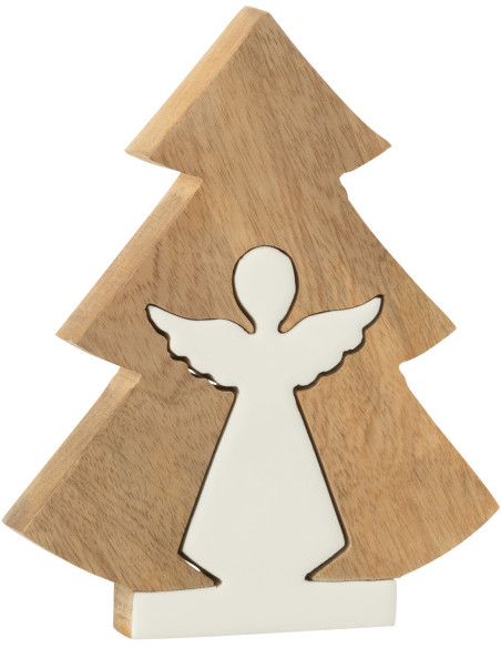 Décoration de Noël Ange Sapin Puzzle Hauteur 20 cm en Bois de manguier Naturel Blanc Puzzle - 1