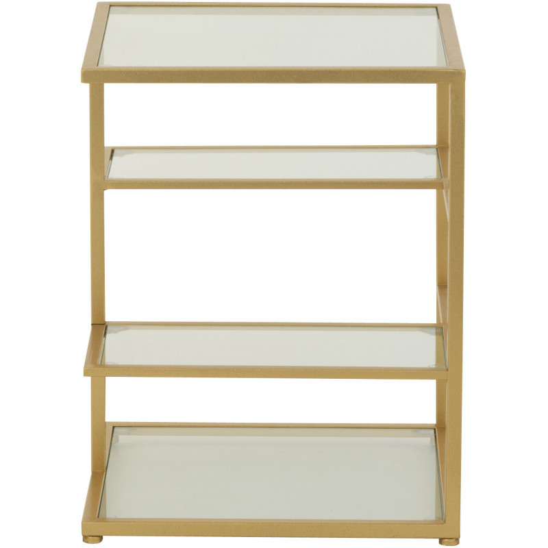 Table d'appoint moderne chic Carrée 3 étagères en Verre Transparent Métal Doré Irinia - 3