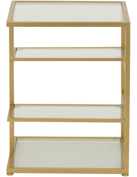 Table d'appoint moderne chic Carrée 3 étagères en Verre Transparent Métal Doré Irinia - 3